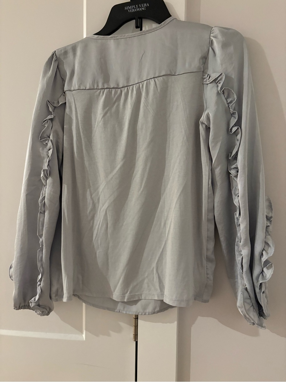 LOFT Silver Ruffle Tie-Front Blouse - Picture 2 of 4